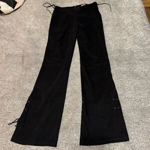 Vintage 90s Black Flared Pants with Lace-Up Detail